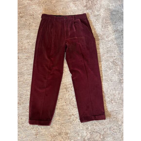 Brooks Brothers Vintage Corduroy Deep Red 100% Cotton Mens Trouser Pants 34x30